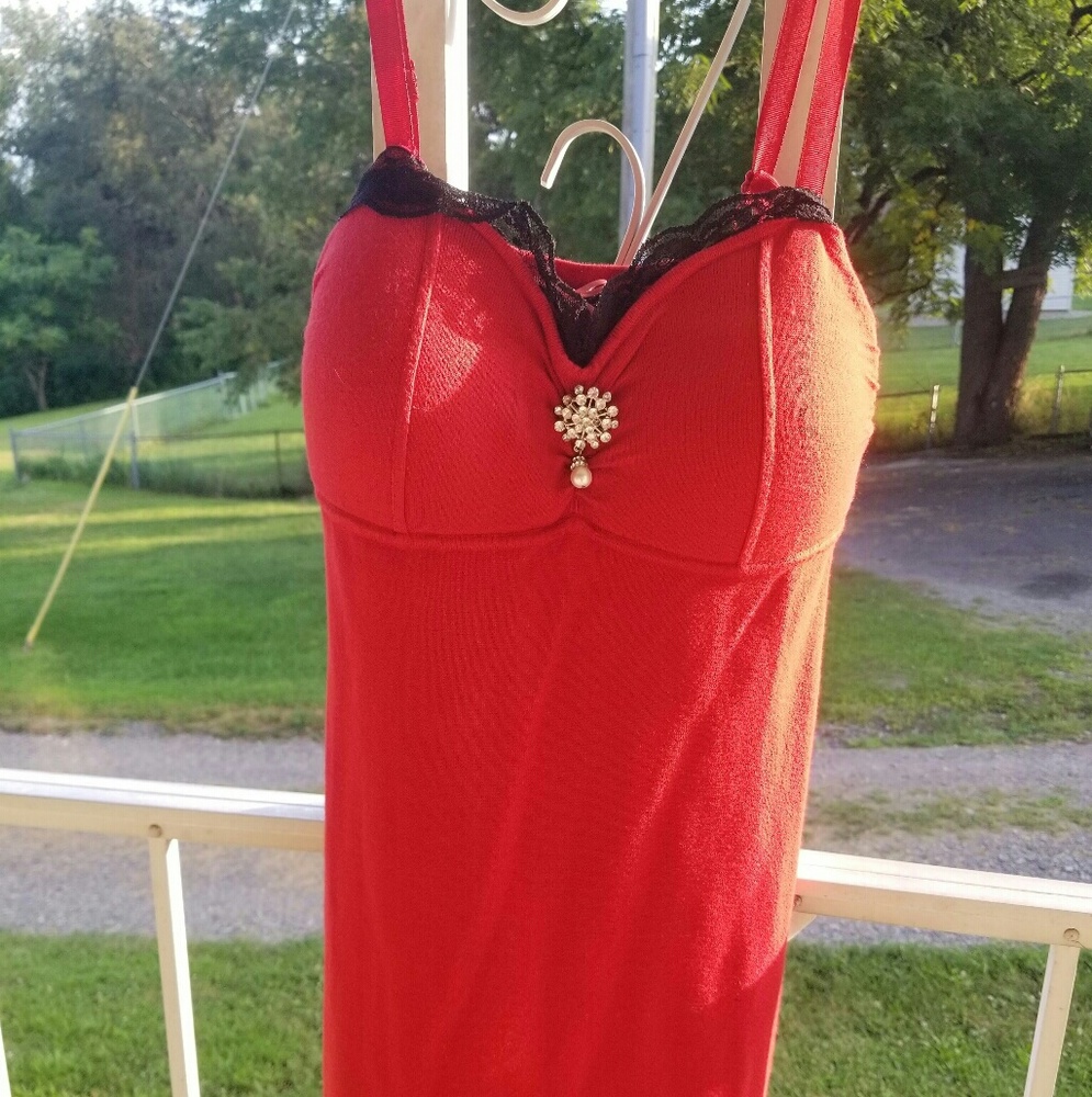 RED DRESS WITH RHINESTONES,SIZE MEDIUM